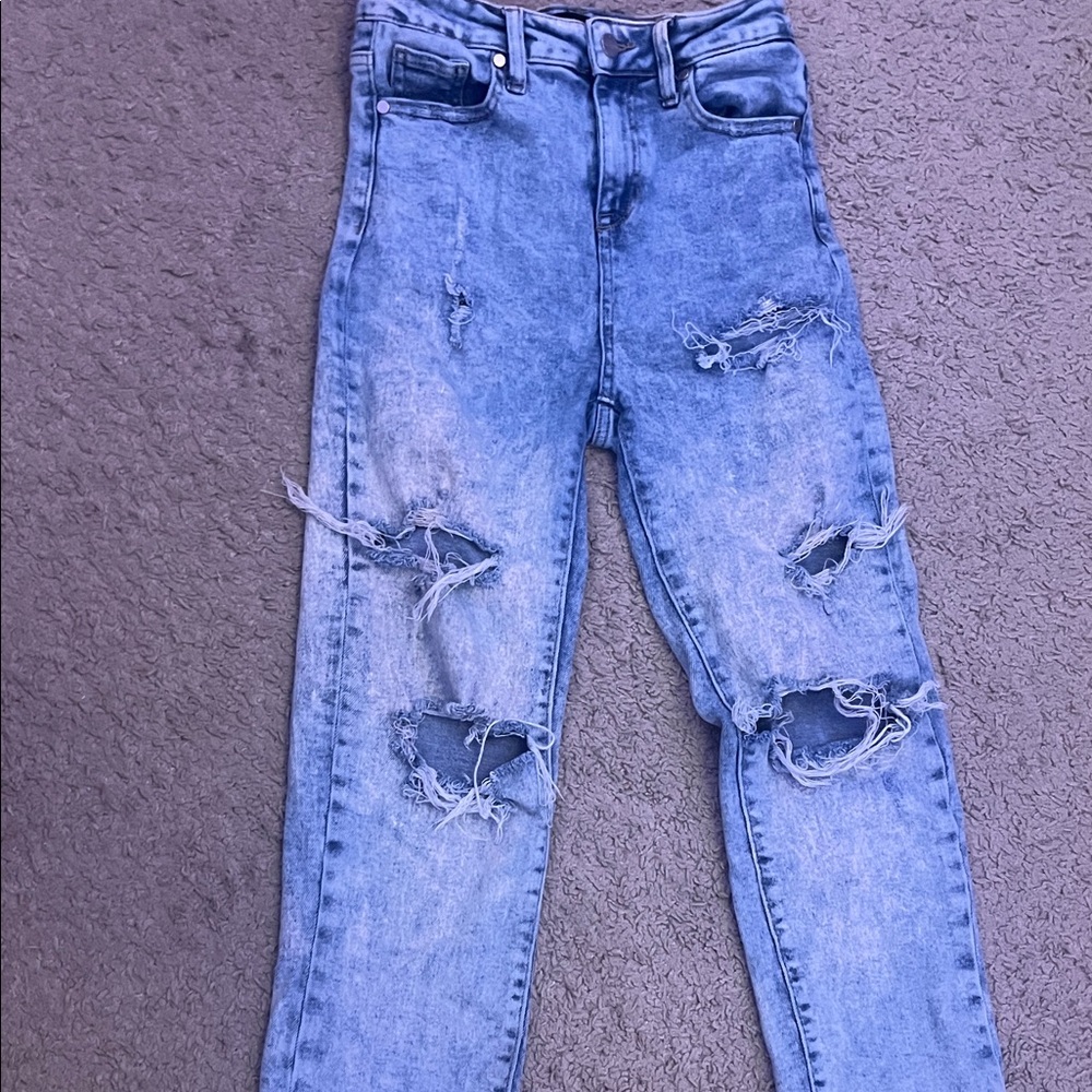 Kendall & Kylie Light Blue Distressed High Rise Jeans